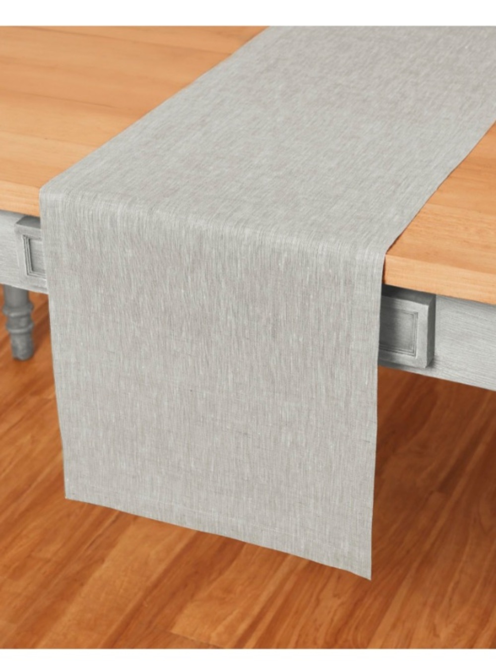 ‘Athena’ Dining Table Runner 100% Pure European Flax Linen 120x14” - Oyster Gray